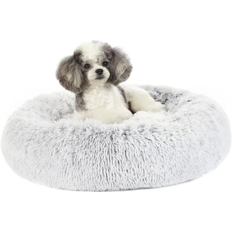 Calming Donut Dog Bed, 36 Inches Round Fluffy Dog Beds