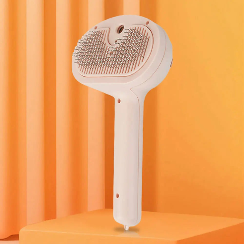 Rechargeable Cat Grooming Brush with Release Button and Spray for Long and Short Hair Pets