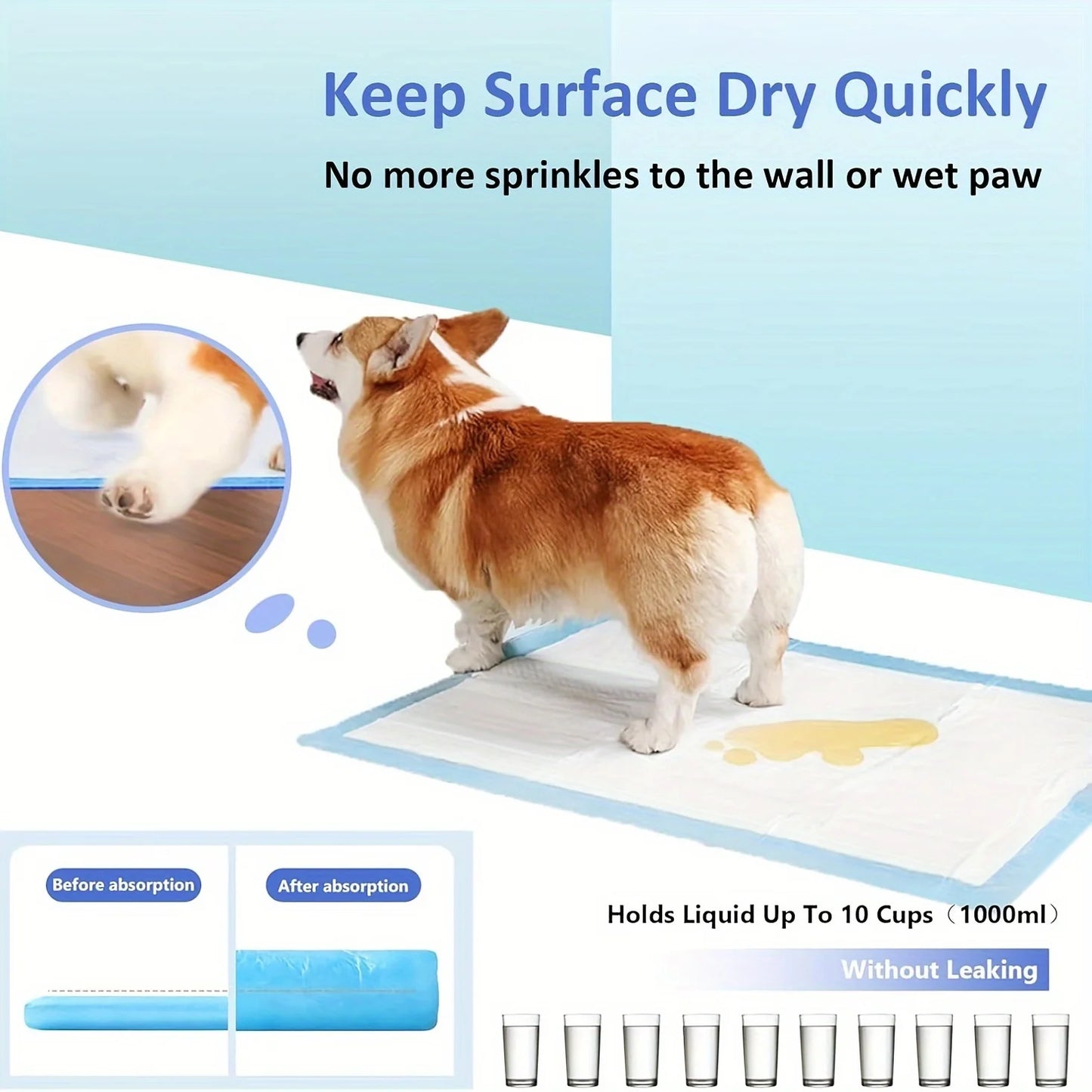 24"x24" Puppy Pads – 100 Count, Super Absorbent & Leak-Proof Potty Training Pads
