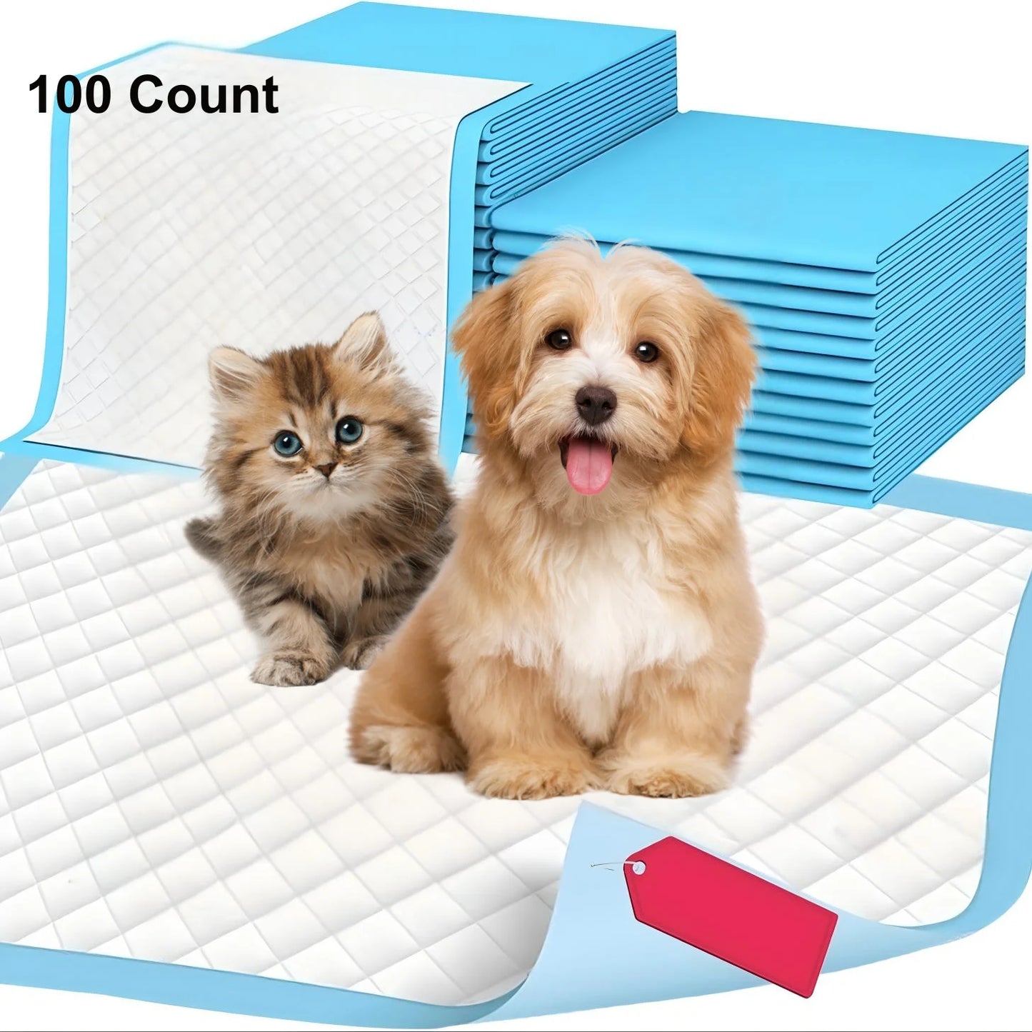 24"x24" Puppy Pads – 100 Count, Super Absorbent & Leak-Proof Potty Training Pads