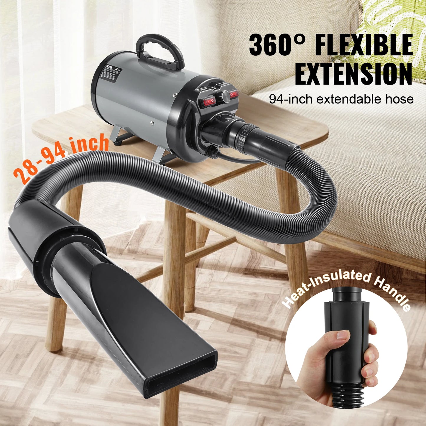 2000W Dog Blow Dryer with Adjustable Speed, Temperature Control, and 4 Nozzles**