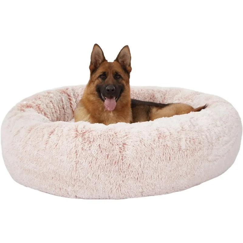 Calming Donut Dog Bed, 36 Inches Round Fluffy Dog Beds
