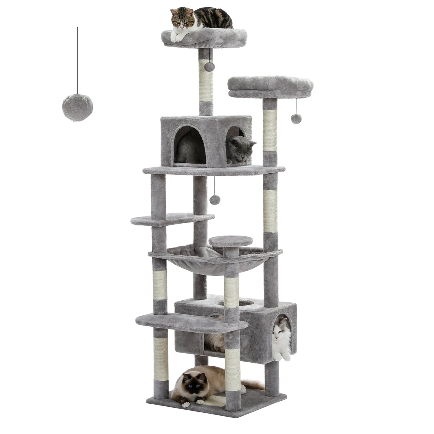 184cm Multi-Level Cat Tree with Scratching Posts Hammock Perches and Condos