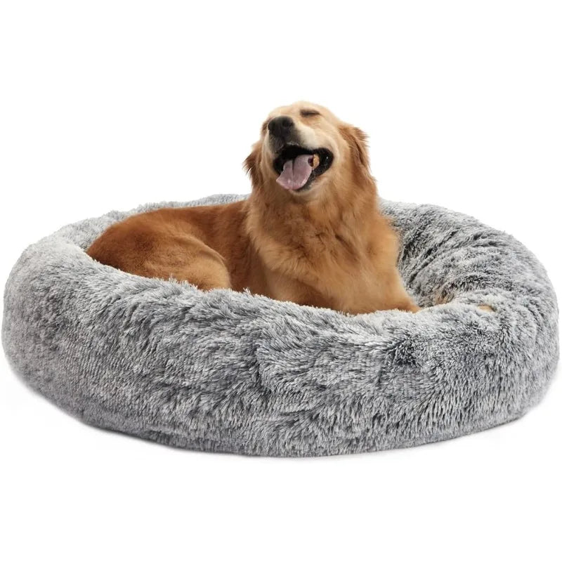 Calming Donut Dog Bed, 36 Inches Round Fluffy Dog Beds