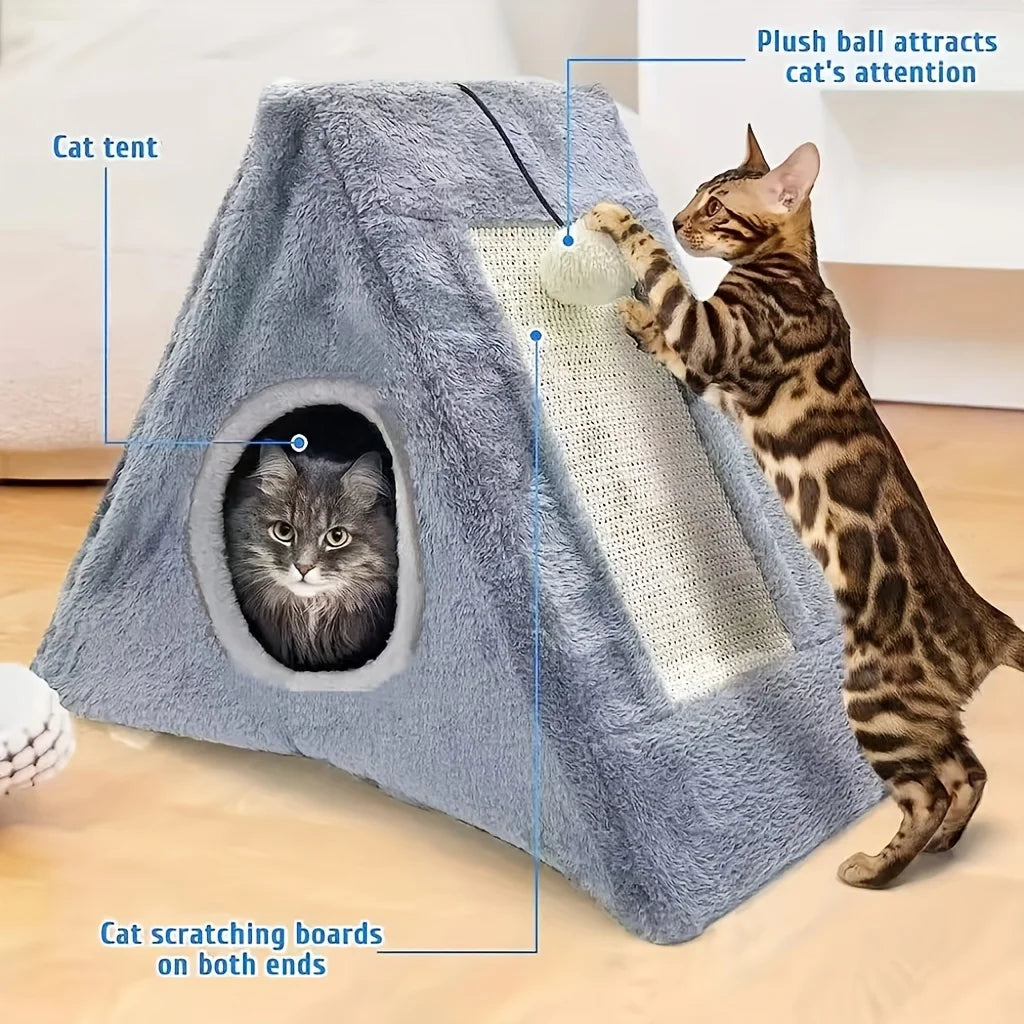 Plush Toy for Cats with Scratching Post