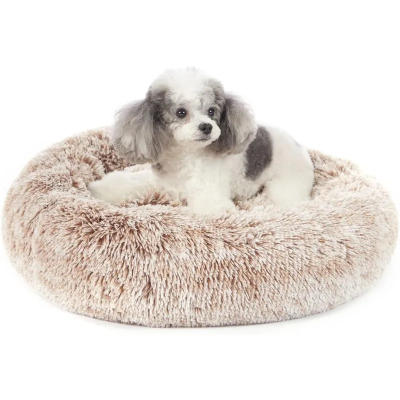 Calming Donut Dog Bed, 36 Inches Round Fluffy Dog Beds
