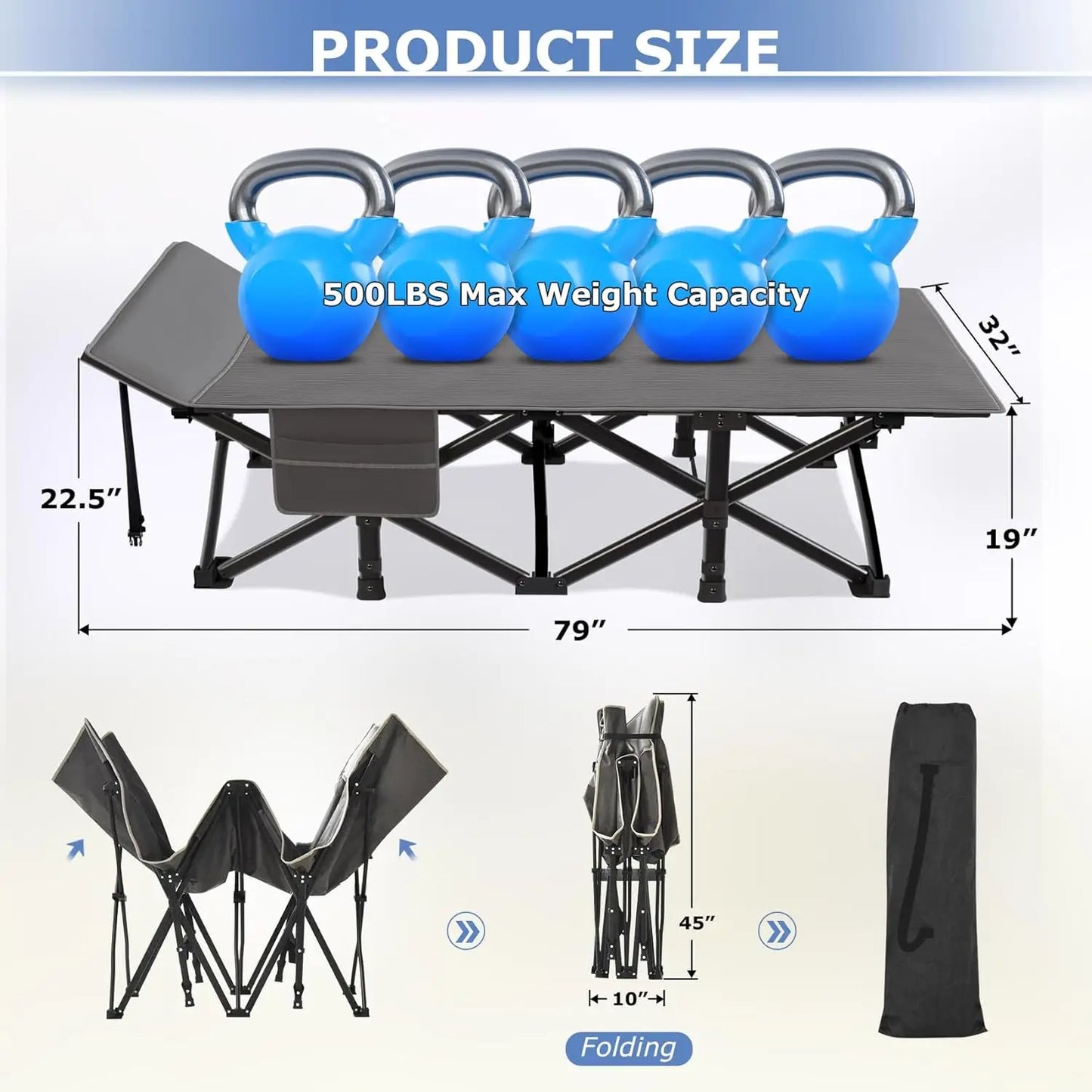 Camping Cot, 32In XXL Folding Camping Cot