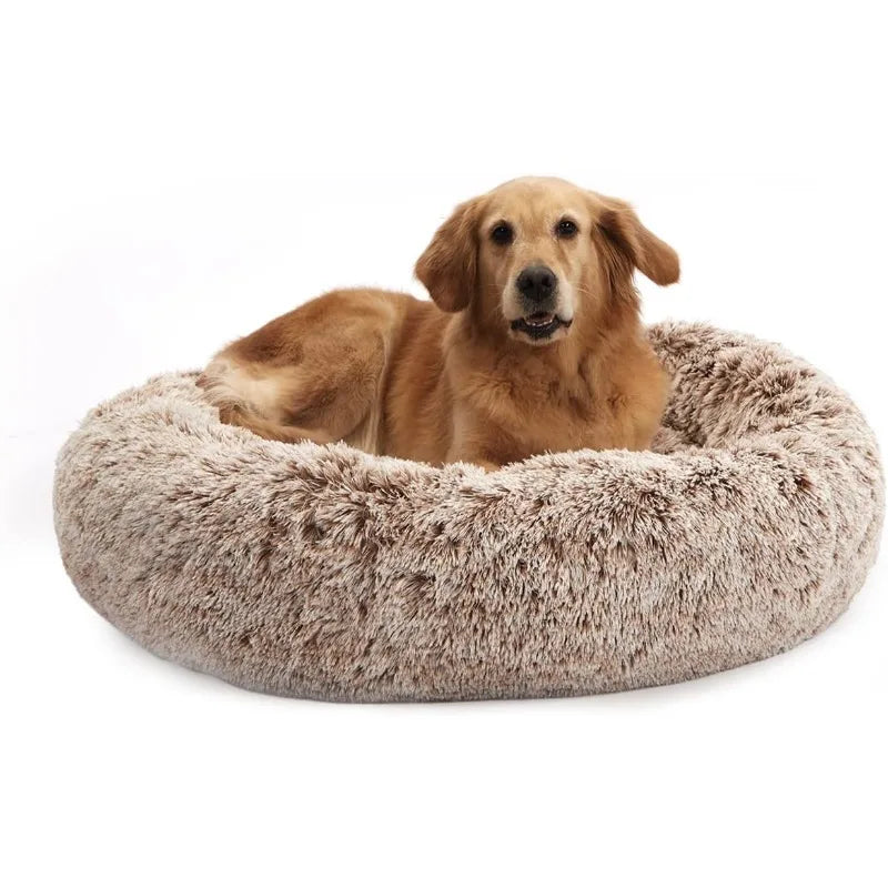 Calming Donut Dog Bed, 36 Inches Round Fluffy Dog Beds