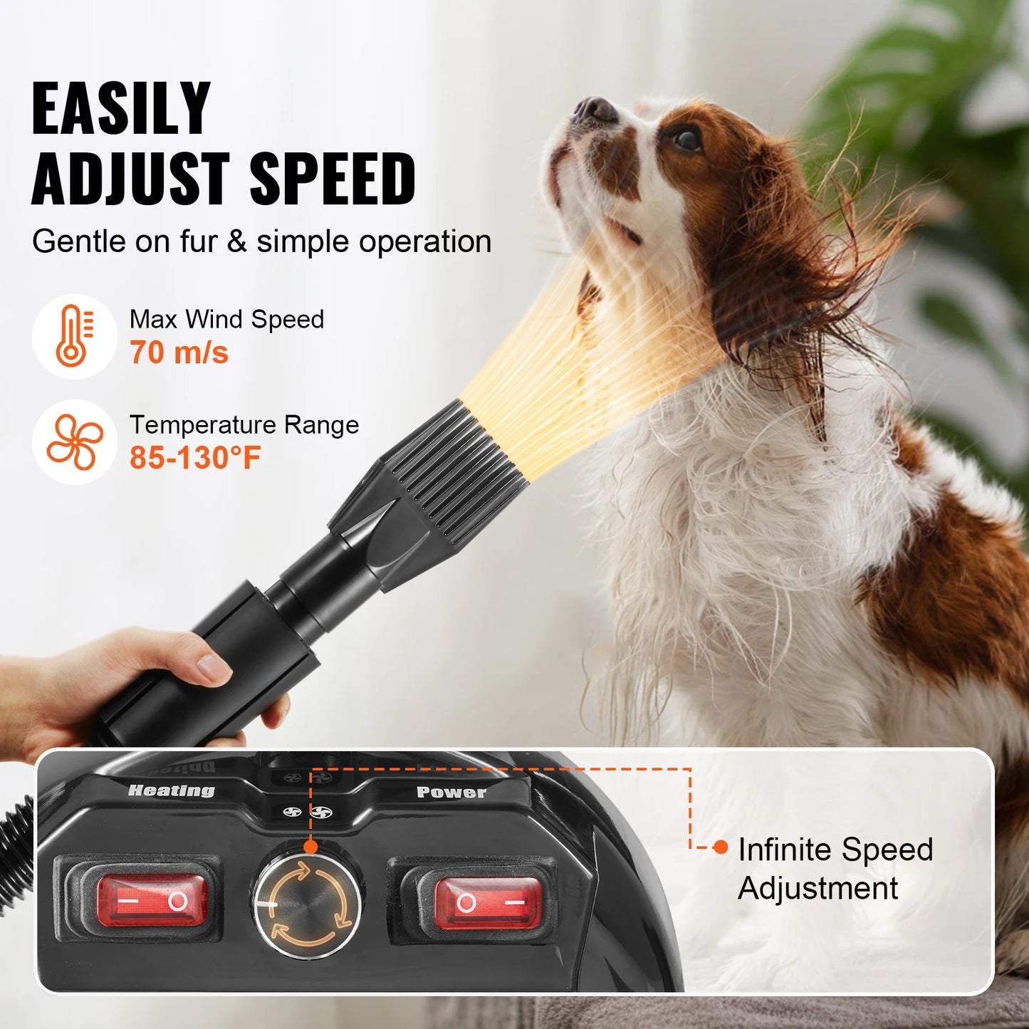 2000W Dog Blow Dryer with Adjustable Speed, Temperature Control, and 4 Nozzles**