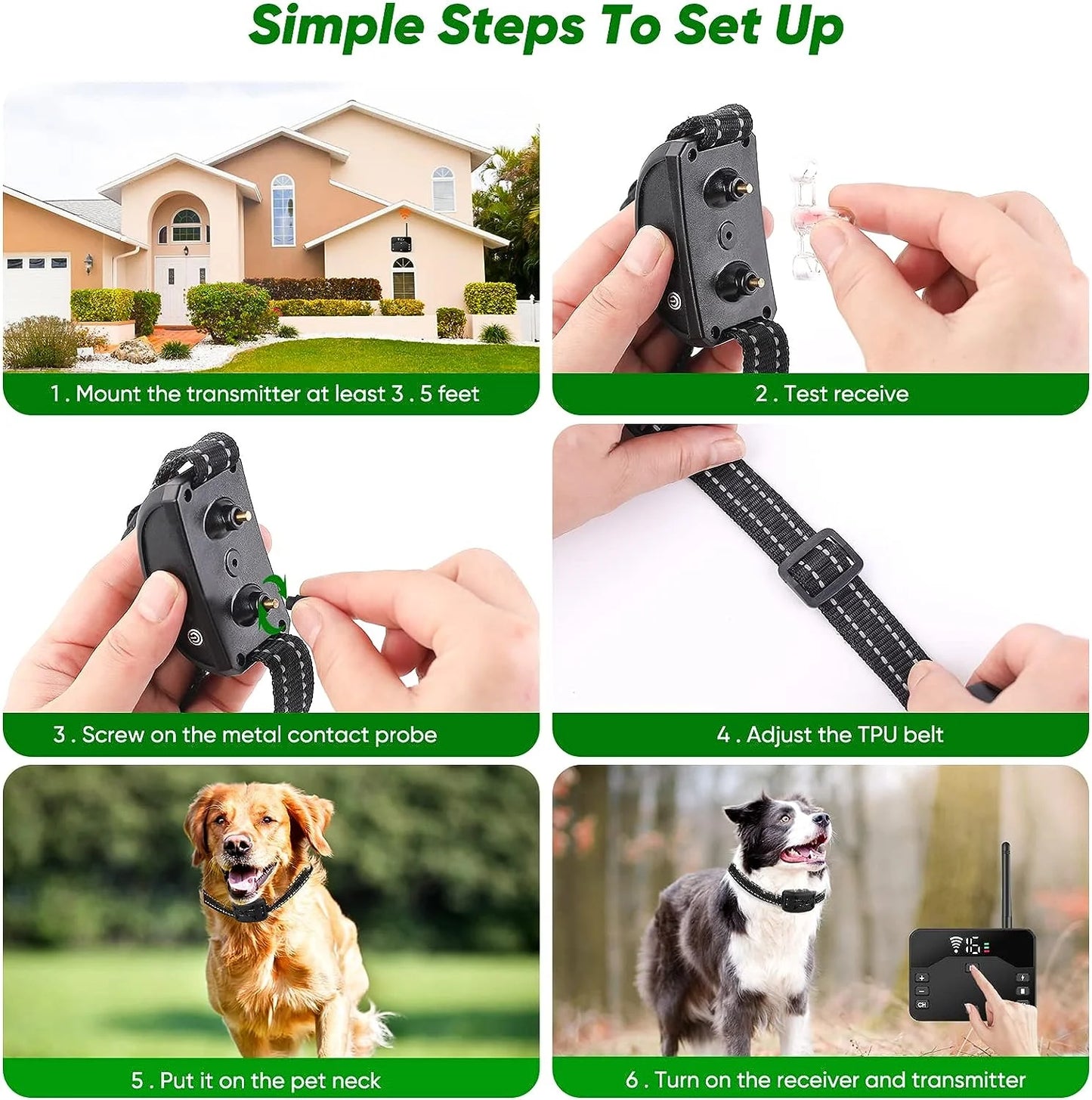 Wireless Dog Fence, Electric Fence for 2 Dogs Shocks Training Collar