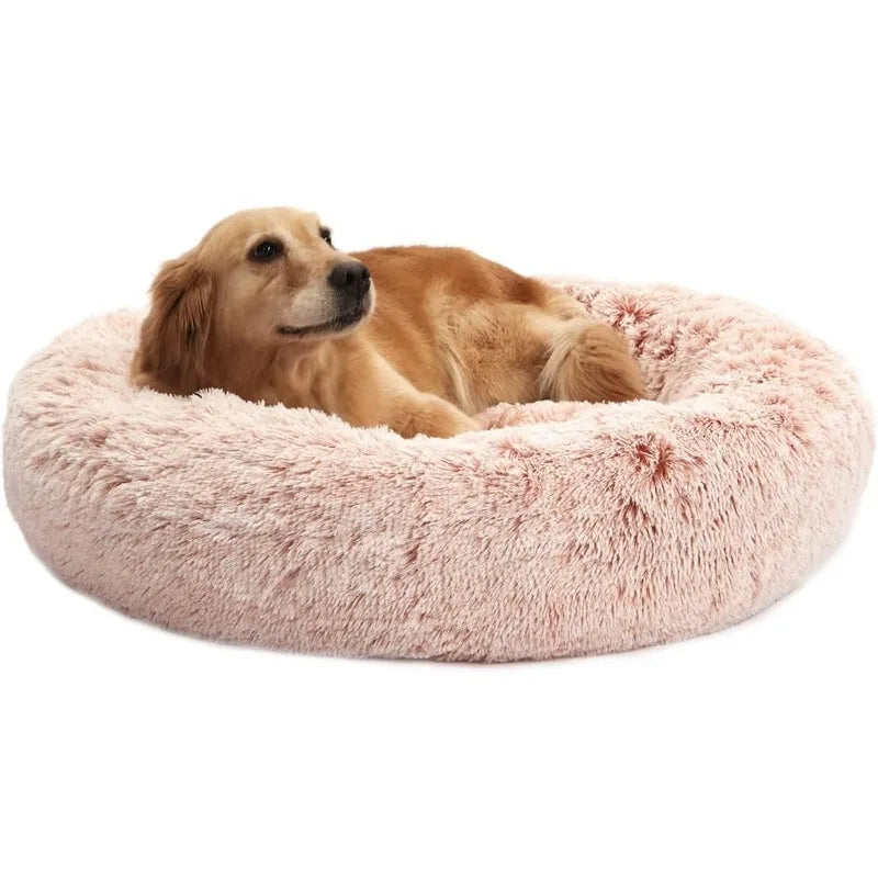 Calming Donut Dog Bed, 36 Inches Round Fluffy Dog Beds