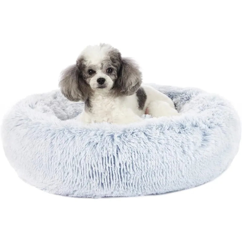 Calming Donut Dog Bed, 36 Inches Round Fluffy Dog Beds