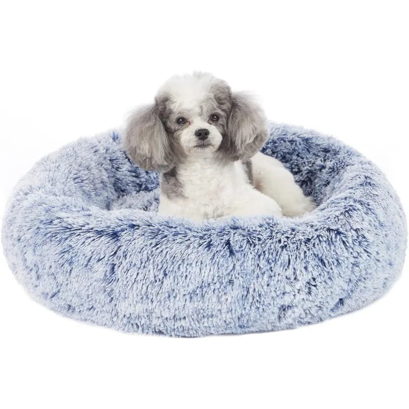 Calming Donut Dog Bed, 36 Inches Round Fluffy Dog Beds