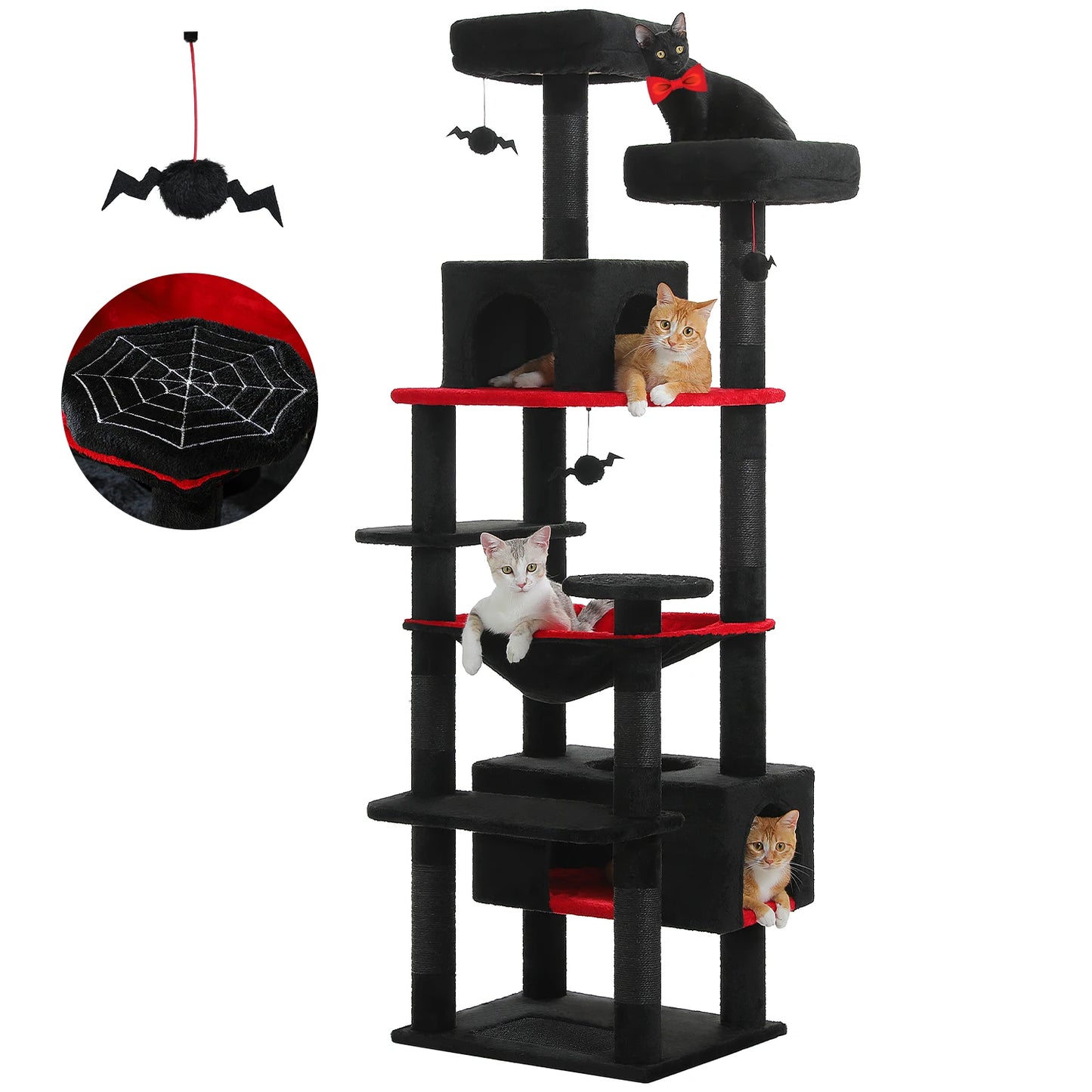 184cm Multi-Level Cat Tree with Scratching Posts Hammock Perches and Condos