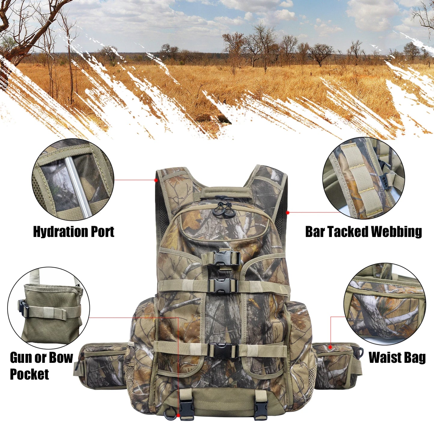 35L Hunting Backpack Camo Hunting Pack