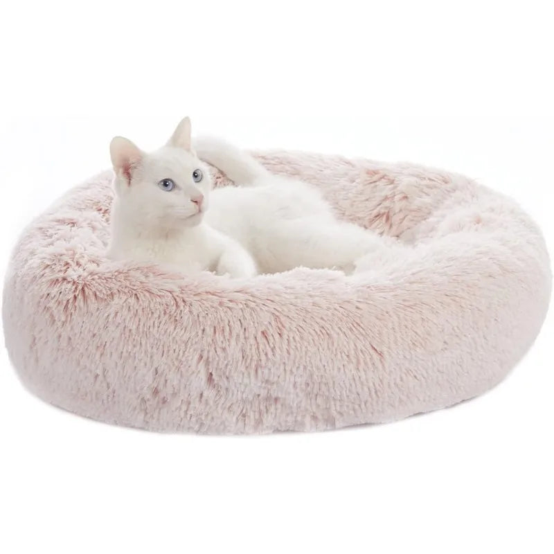 Calming Donut Dog Bed, 36 Inches Round Fluffy Dog Beds