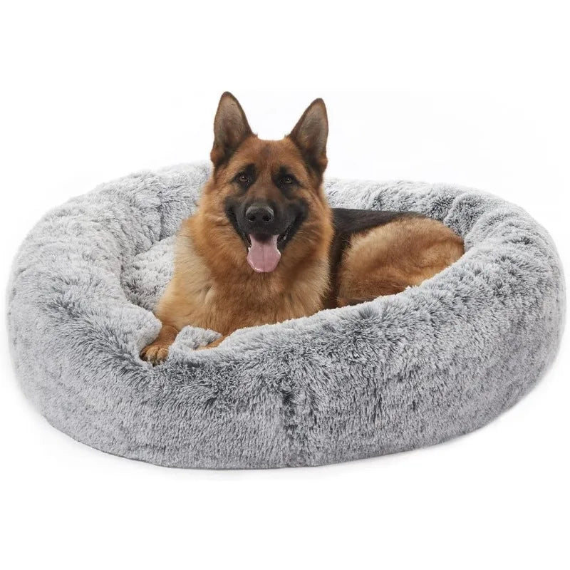 Calming Donut Dog Bed, 36 Inches Round Fluffy Dog Beds