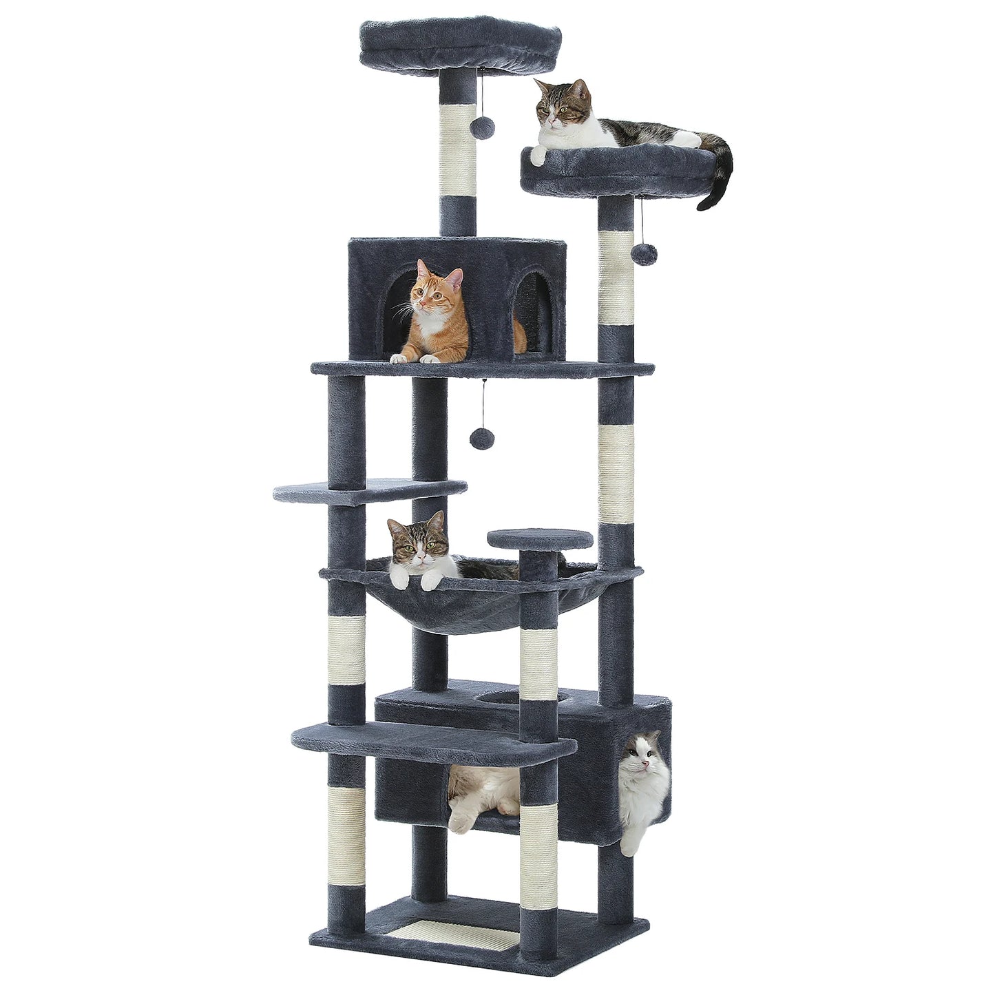 184cm Multi-Level Cat Tree with Scratching Posts Hammock Perches and Condos